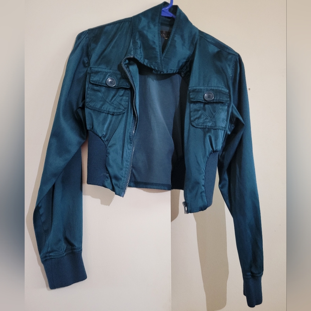 On-Trend For Spring Teal Cropped Jacket